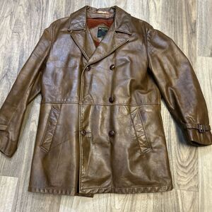 Schott  Coat leather camel 40‎ Vintage. See Photos For Flaws